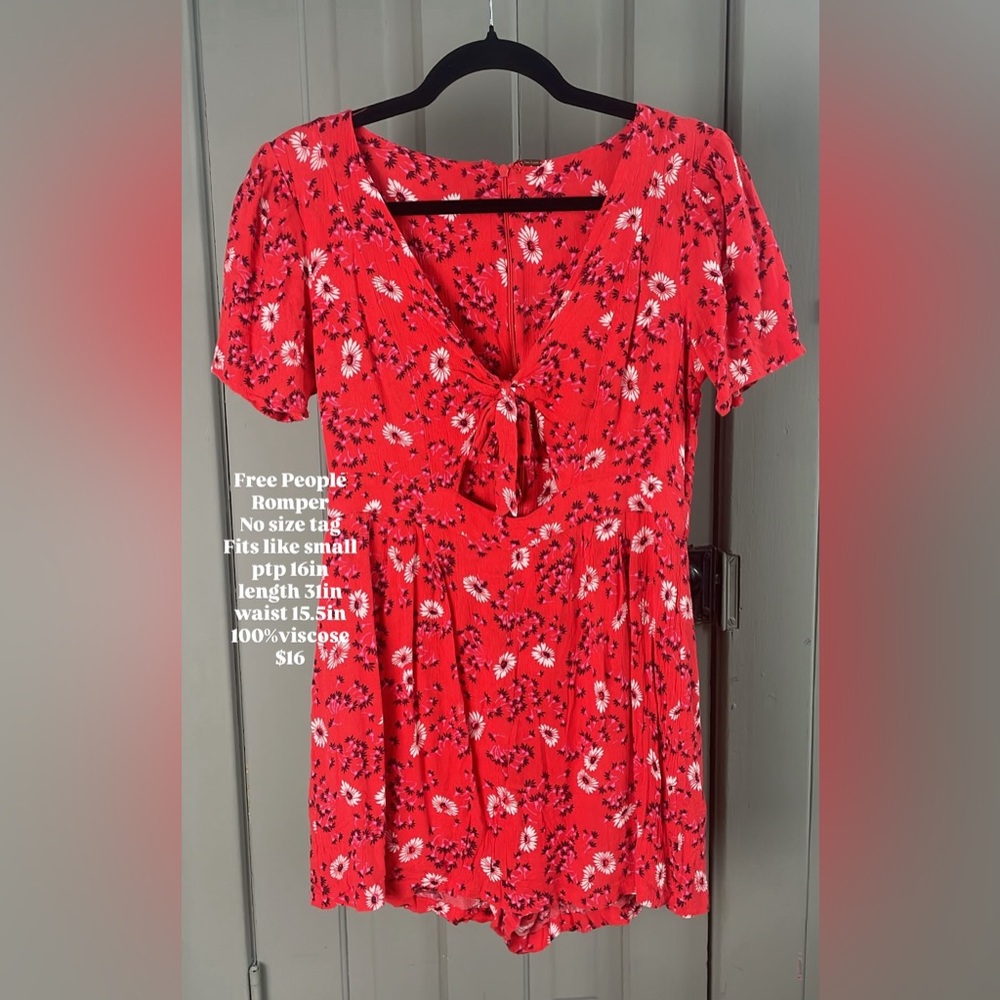 Free People Red Floral romper no size tag